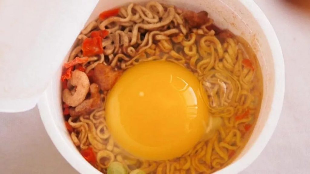 raw egg cup noodles